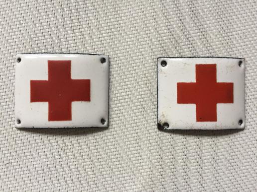 Pair of Dutch 'Red Cross' enamelled shields