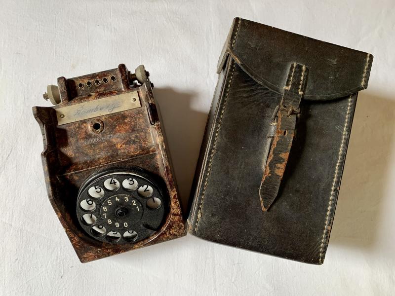 WH (HEER) Rotary Desk/Field Telephone in Leather Pouch -1941-