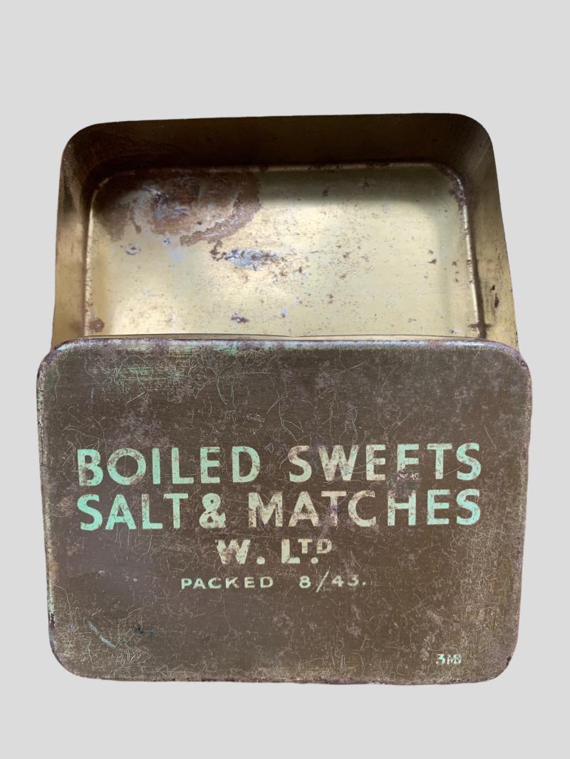 British 'Boiled Sweets Salt & Matches' Ration Tin -1943-