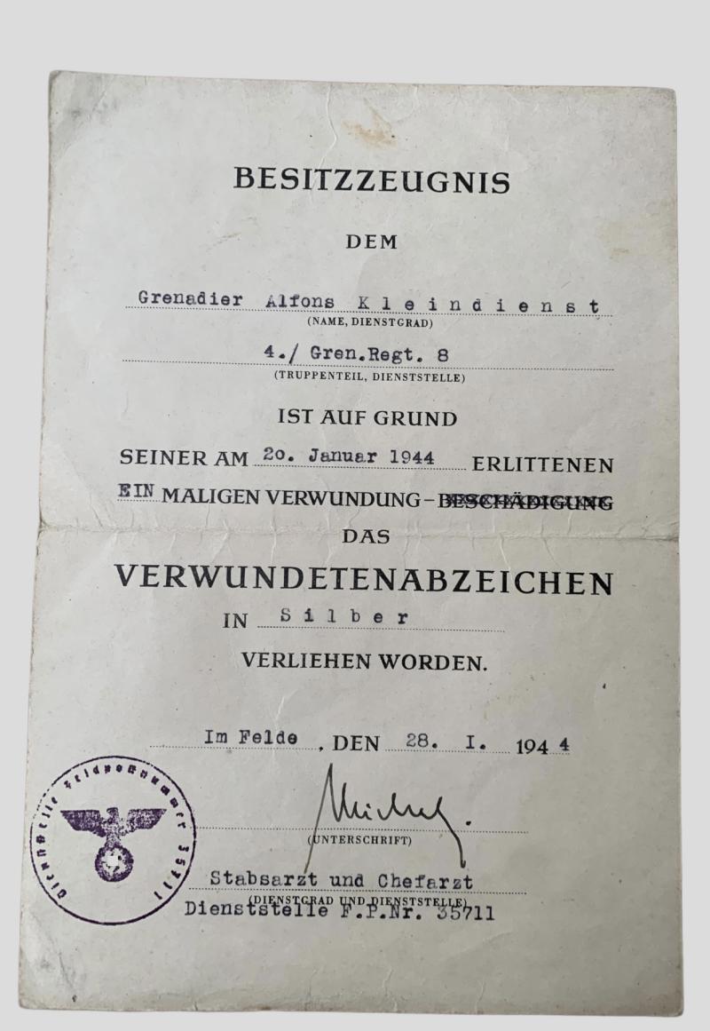 German WWII Award/Document